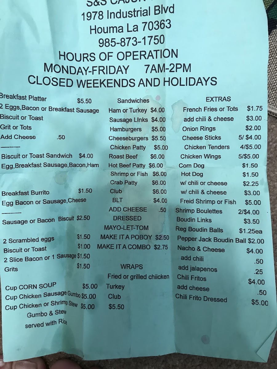 Menu Bayou Country Cafe-3